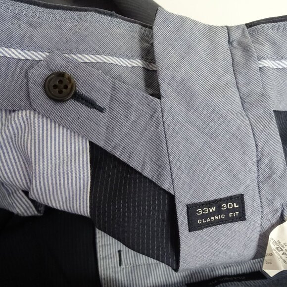 J Crew Classic Fit Blue Pinstripe Dress Pants Men Size 33 x 30 Cotton Work - Picture 6 of 13